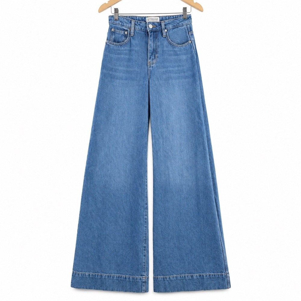 Derek Lam 10 Crosby High Rise Wide Leg Flare Jeans Blue Denim Medium Wash